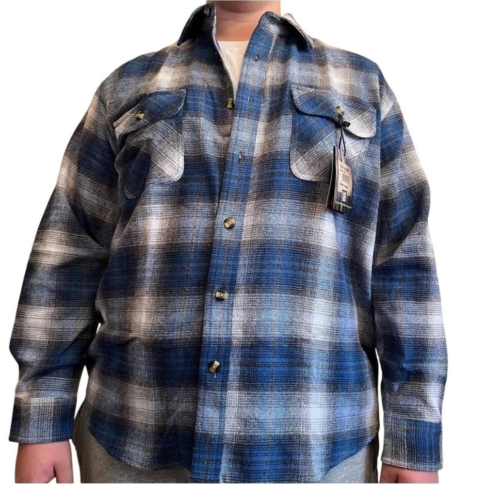Flannel Shirt XL Blue Plaid Workwear Hunting Outdoor NWT Cotton